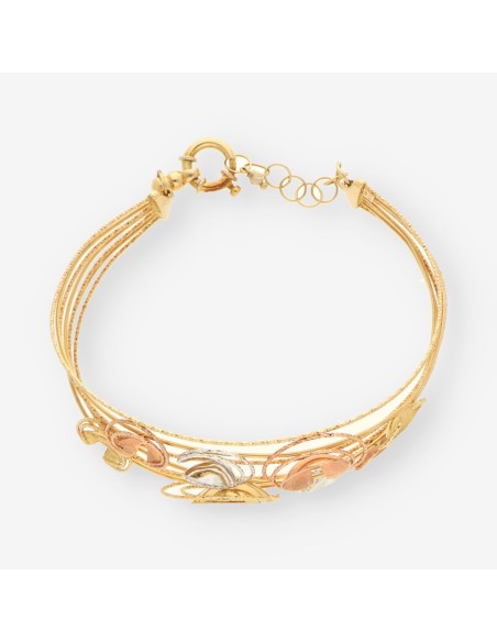 Pulsera oro blanco, amarillo y rosa
