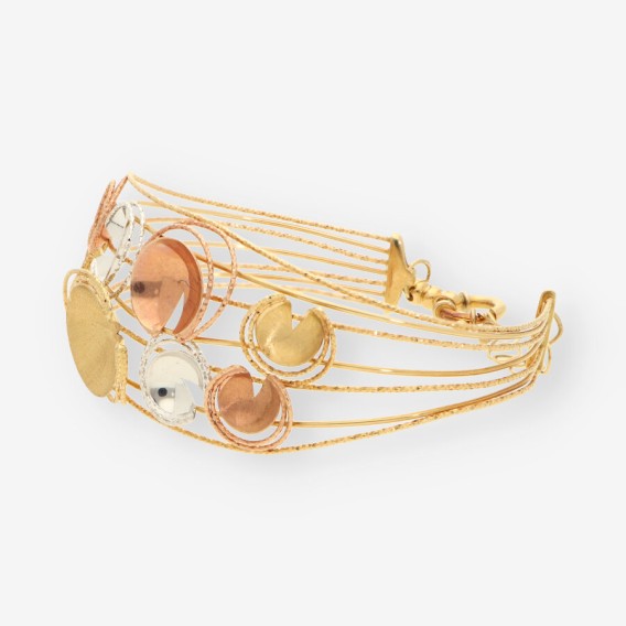 Pulsera oro blanco, amarillo y rosa