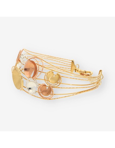 Pulsera oro blanco, amarillo y rosa