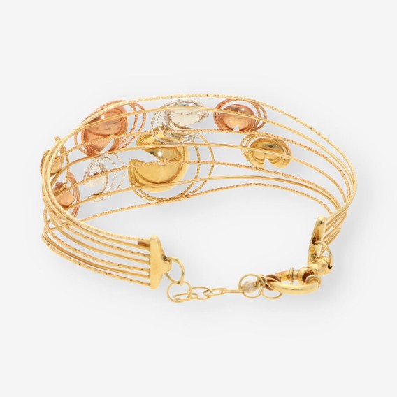Pulsera oro blanco, amarillo y rosa