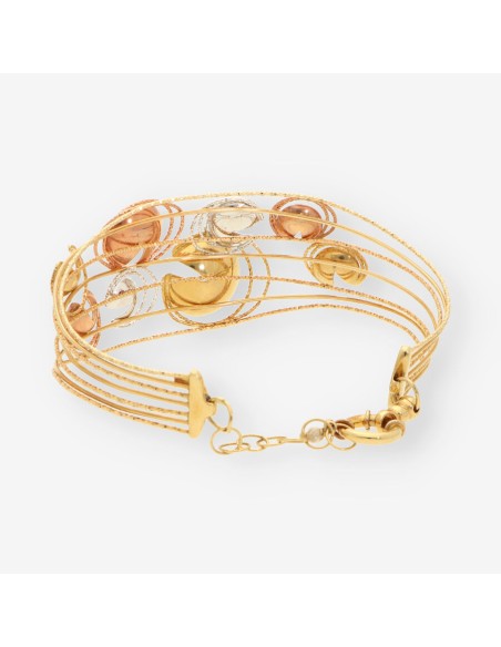 Pulsera oro blanco, amarillo y rosa