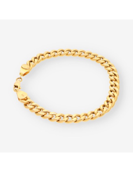 Pulsera hueca barbada oro