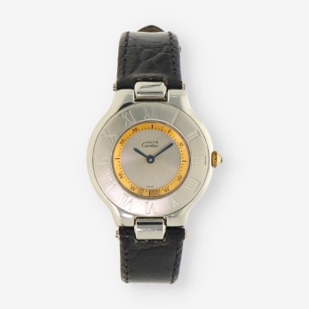 Reloj acero CARTIER correa cuero