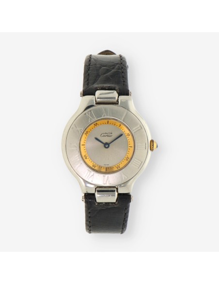 Reloj acero CARTIER correa cuero