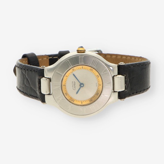 Reloj acero CARTIER correa cuero