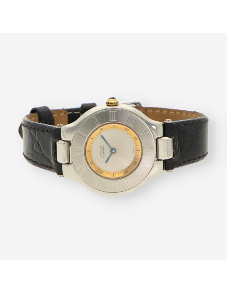 Reloj acero CARTIER correa cuero