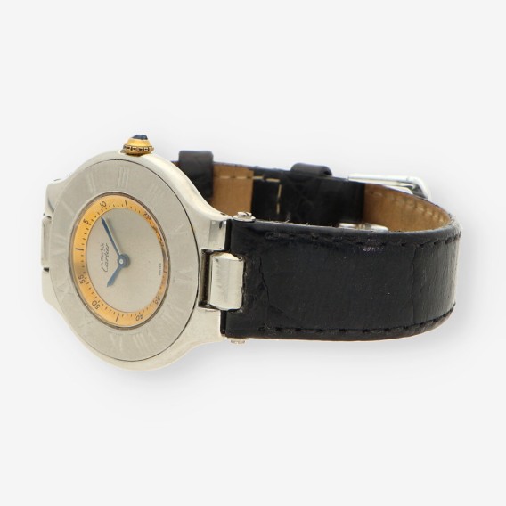 Reloj acero CARTIER correa cuero