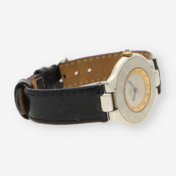 Reloj acero CARTIER correa cuero