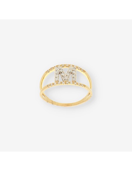 Anillo M oro y brillantes