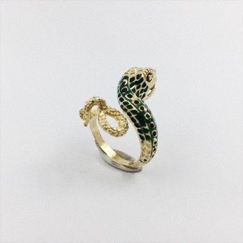 Anillo de oro y esmalte en forma de serpiente 2