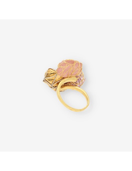 Anillo oro piedras color