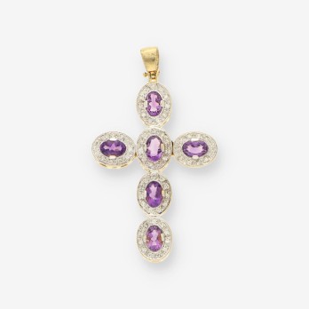 Cruz oro amatista y brillantes