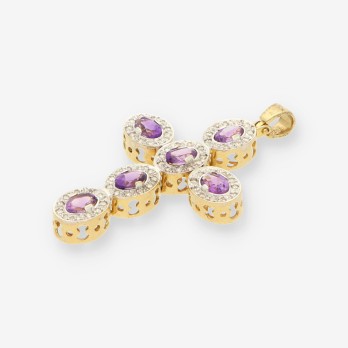 Cruz oro amatista y brillantes 2