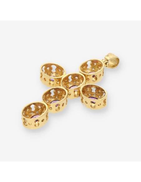 Cruz oro amatista y brillantes