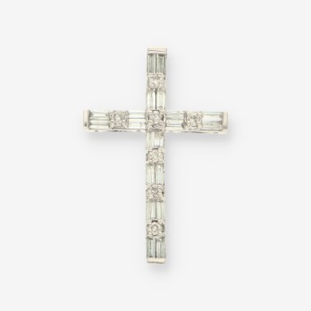 Cruz oro bl. y brillantes