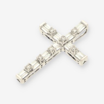 Cruz oro bl. y brillantes 2