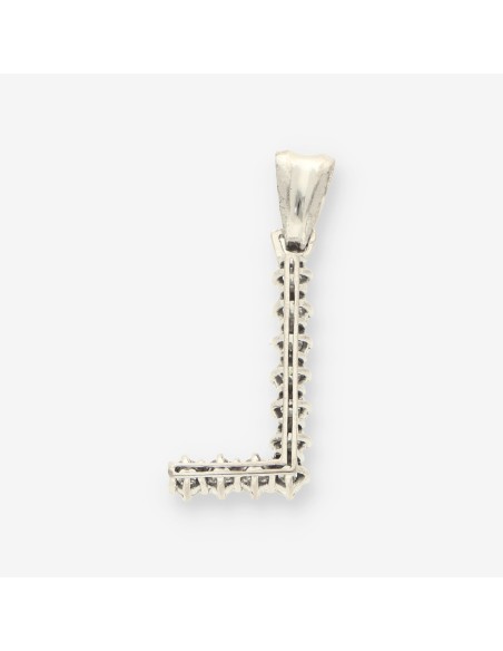 Colgante letra L oro bl. y brillantes