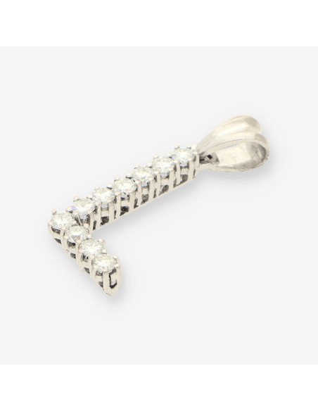 Colgante letra L oro bl. y brillantes