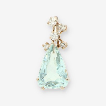 Colgante agua marina oro y brillantes