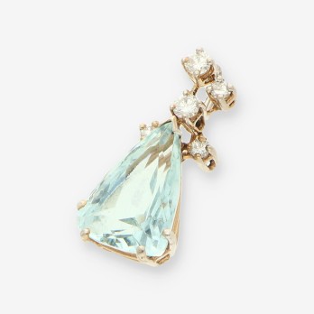 Colgante agua marina oro y brillantes 2