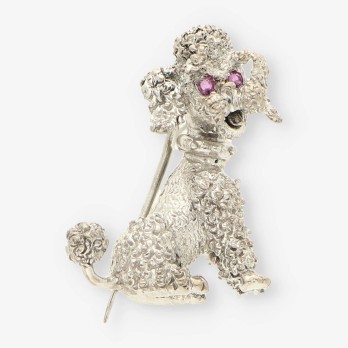 Broche perro oro blanco