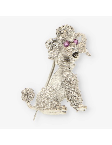 Broche perro oro blanco