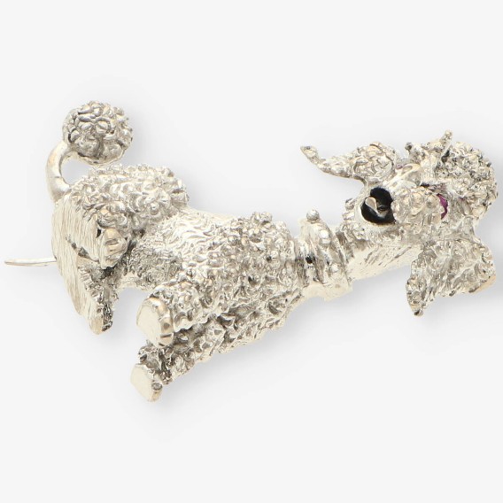 Broche perro oro blanco