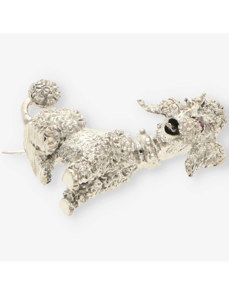 Broche perro oro blanco