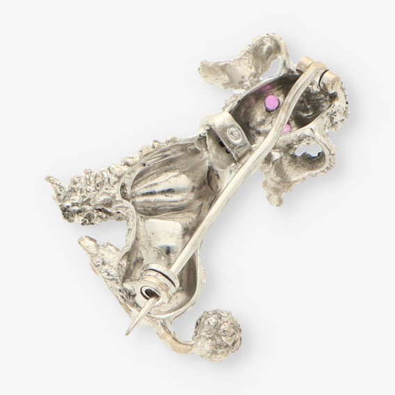 Broche perro oro blanco
