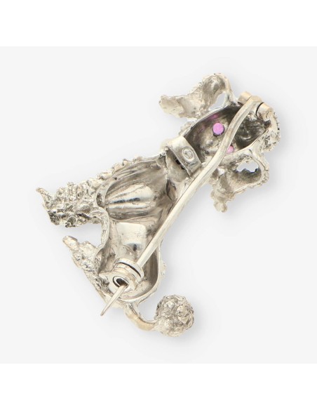 Broche perro oro blanco