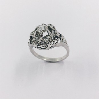 Anillo vintage en oro blanco 18kt con brillantes 2