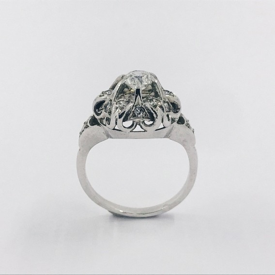 Anillo vintage en oro blanco 18kt con brillantes