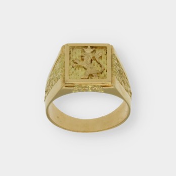 Anillo sello en oro 18kt con leÃ³n 2