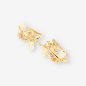 Pendientes oro, perla y circonitas 2