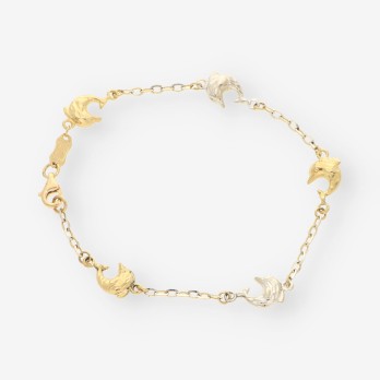 Pulsera delfines oro blanco y amarillo 2