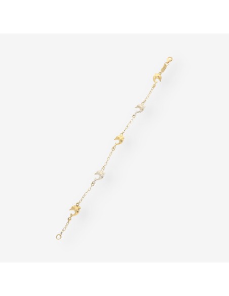Pulsera delfines oro blanco y amarillo