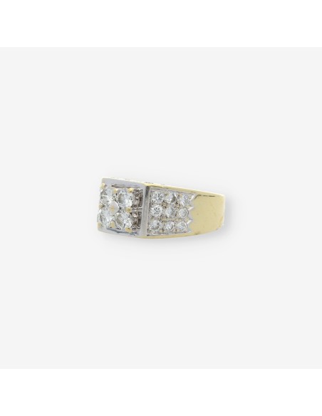 Sello en oro bicolor 18kt con brillantes