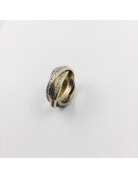 Juego de tres alianzas de oro blanco, amarillo y rosa, entrelazadas