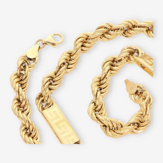 Cadena cordon con dibujo greca oro