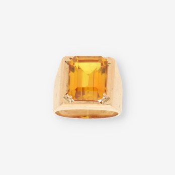 Anillo piedra naranja y oro