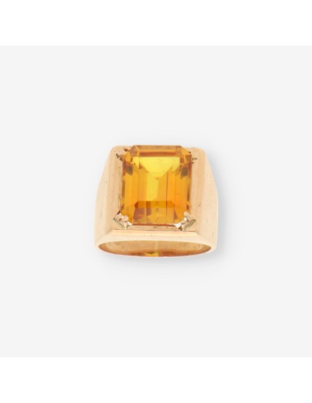 Anillo piedra naranja y oro