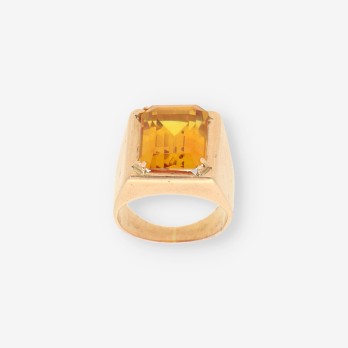 Anillo piedra naranja y oro 2