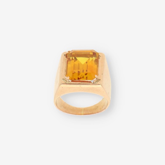 Anillo piedra naranja y oro
