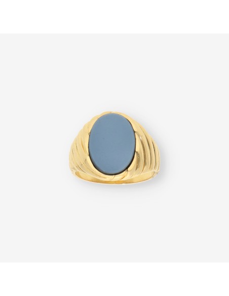 Anillo oro y piedra azul