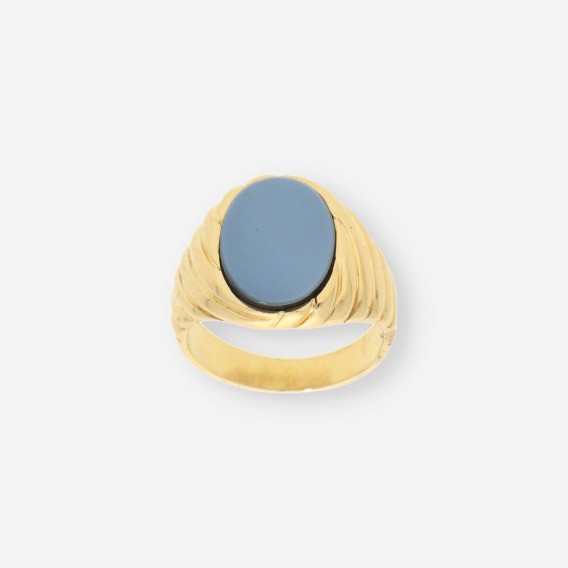 Anillo oro y piedra azul