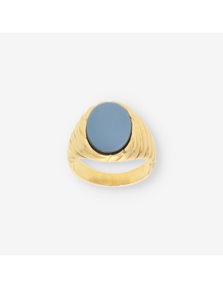 Anillo oro y piedra azul