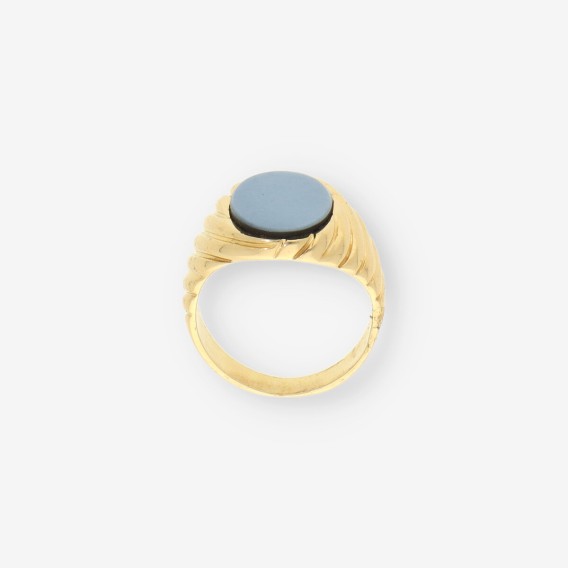 Anillo oro y piedra azul
