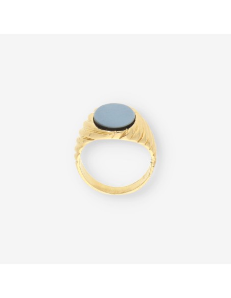 Anillo oro y piedra azul