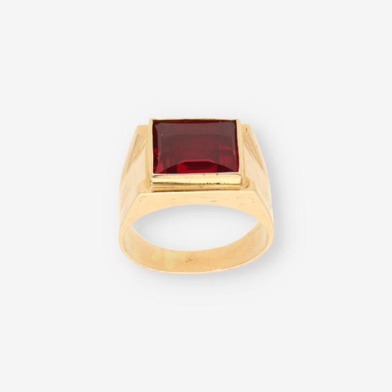 Anillo oro y p. roja