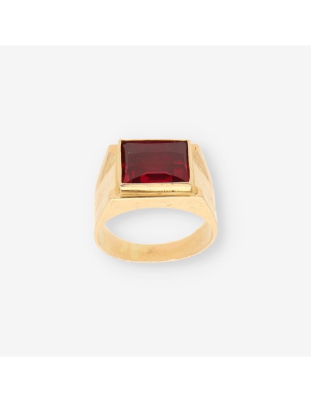 Anillo oro y p. roja
